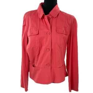 Talbots Stretch Coral Pink Button-Down Cotton/Spandex Jacket, 4-Pockets, Size 10
